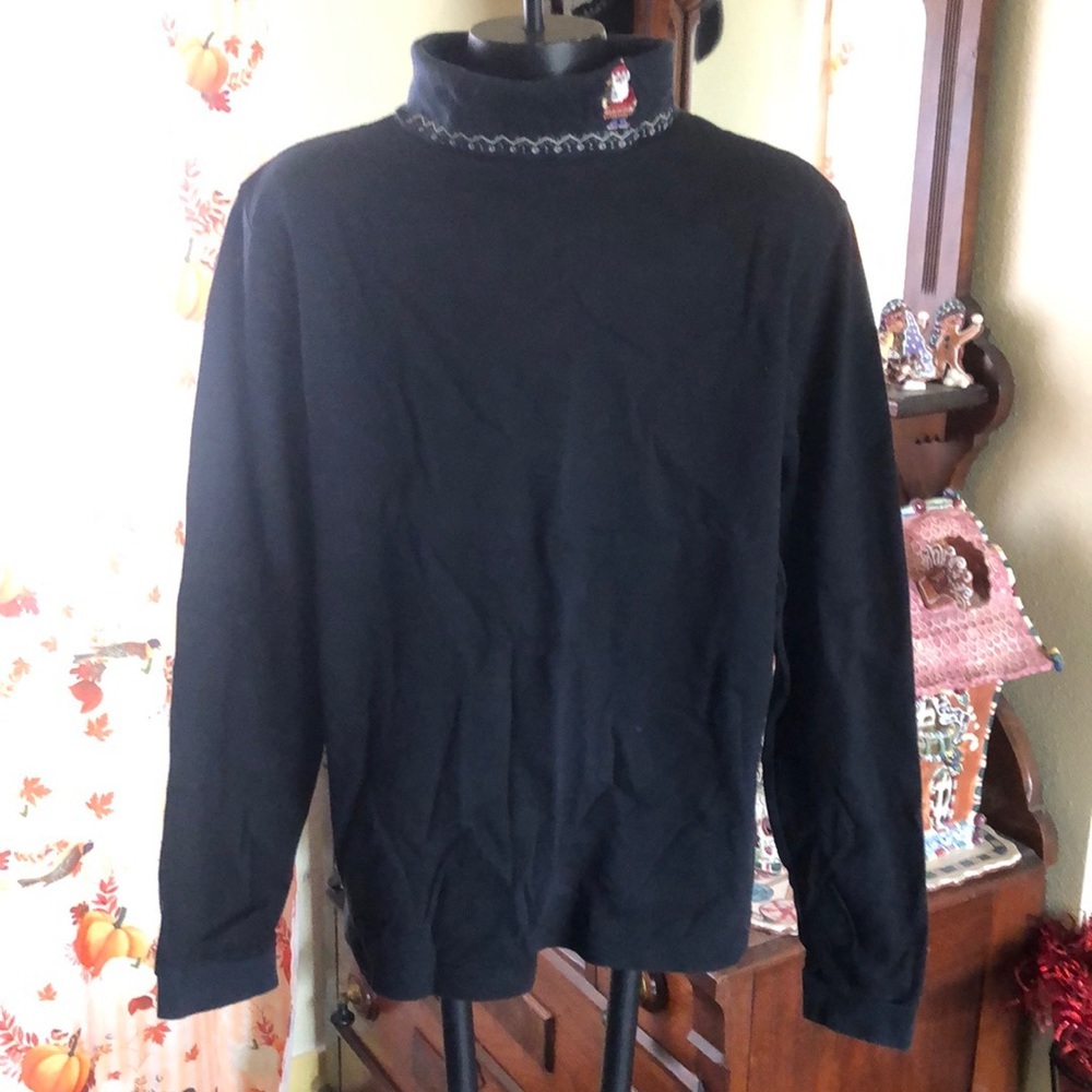 VTG Northern Isles Folkloric Santa Cotton TurtleNeck Size L